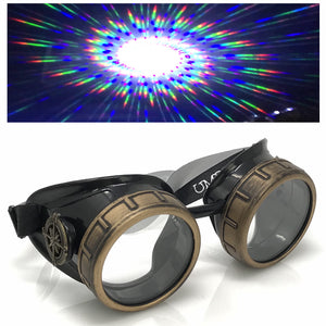 Steampunk Aviator Goggles music festival diffraction lenses