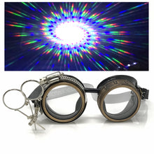 Load image into Gallery viewer, Steampunk Goggles with magnifying loupes crystal clear spiral diffraction lenses