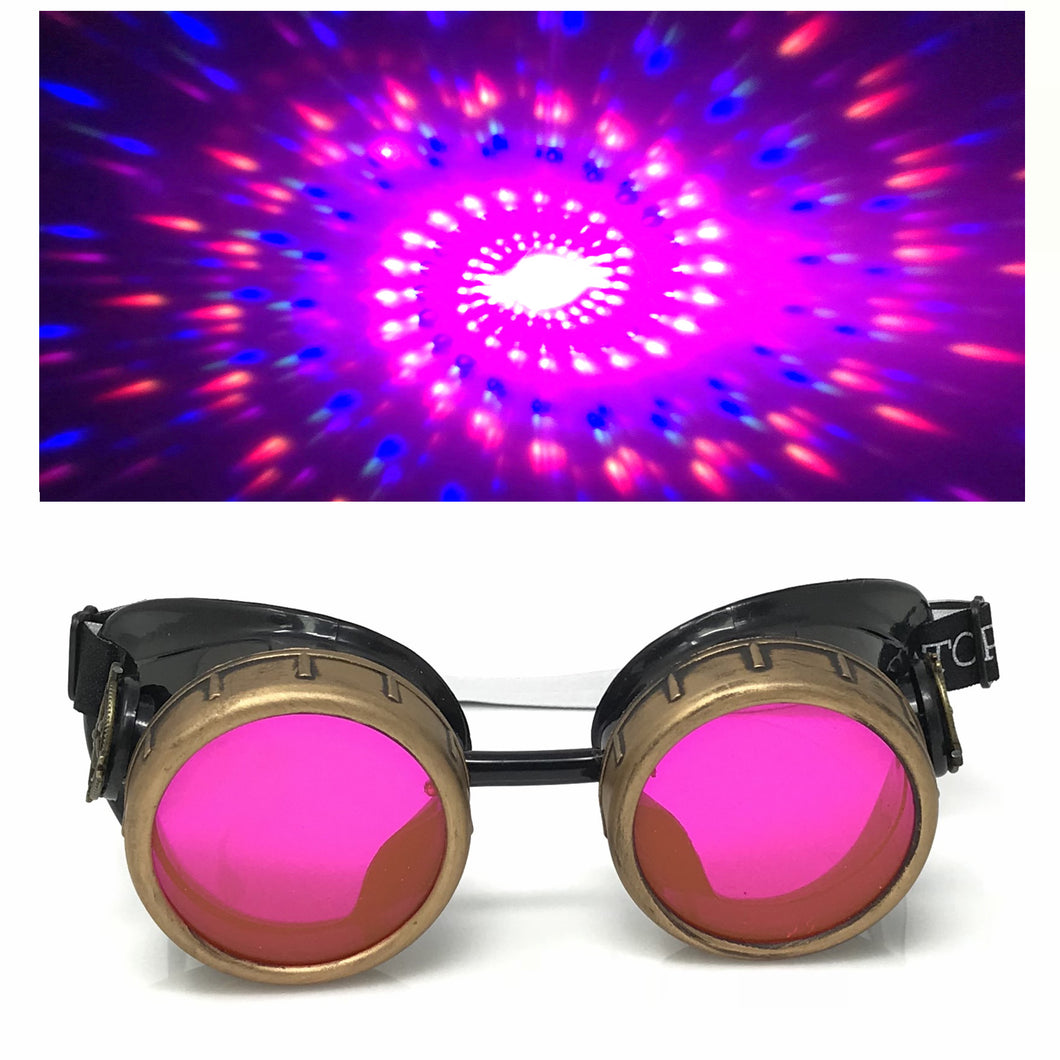 Steampunk Aviator Goggles music festival diffraction lenses