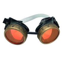Load image into Gallery viewer, vintage aviator steampunk goggles orange lenses retro industrial festival rave eyewear
