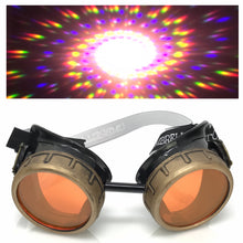 Load image into Gallery viewer, Steampunk Aviator Goggles music festival diffraction lenses