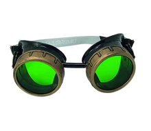 Load image into Gallery viewer, Vintage aviator steampunk goggles with colored lenses retro pilot cosplay eyewear green lenses 