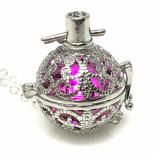 Load image into Gallery viewer, Steampunk fire necklace glow orb necklace