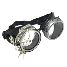 Load image into Gallery viewer, Steampunk goggles with silver metallic design on a white background