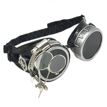 Load image into Gallery viewer, Steampunk goggles with metallic finish and dark lenses on a white background