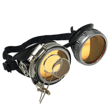 Load image into Gallery viewer, steampunk goggles with decorative ocular loupe Victorian inspired design orange lenses