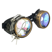 Load image into Gallery viewer, Kaleidoscope lens steampunk goggles for rave and Burning Man festival fashion