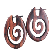 Load image into Gallery viewer, African queen tribal wood earrings