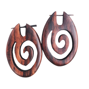 African queen tribal wood earrings