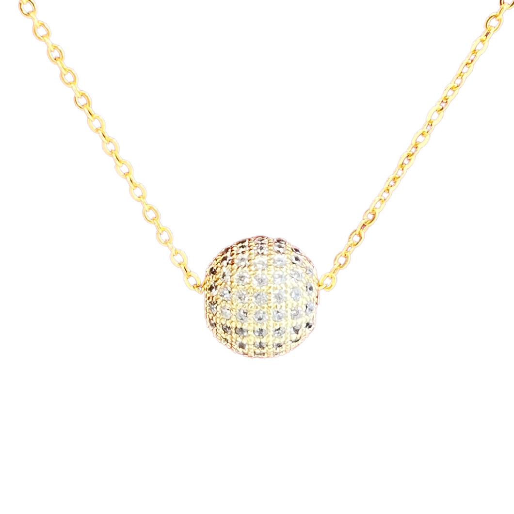 Ethereal gold or silver sun ball necklace