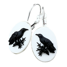 Load image into Gallery viewer, Gothic Lolita raven cameo earrings