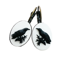 Load image into Gallery viewer, Gothic Lolita raven cameo earrings