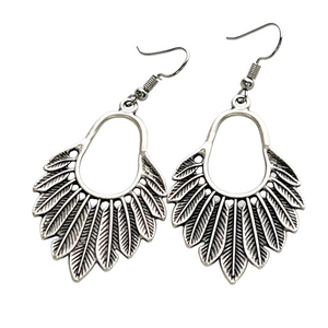 Feather dangle earrings bohemian jewelry