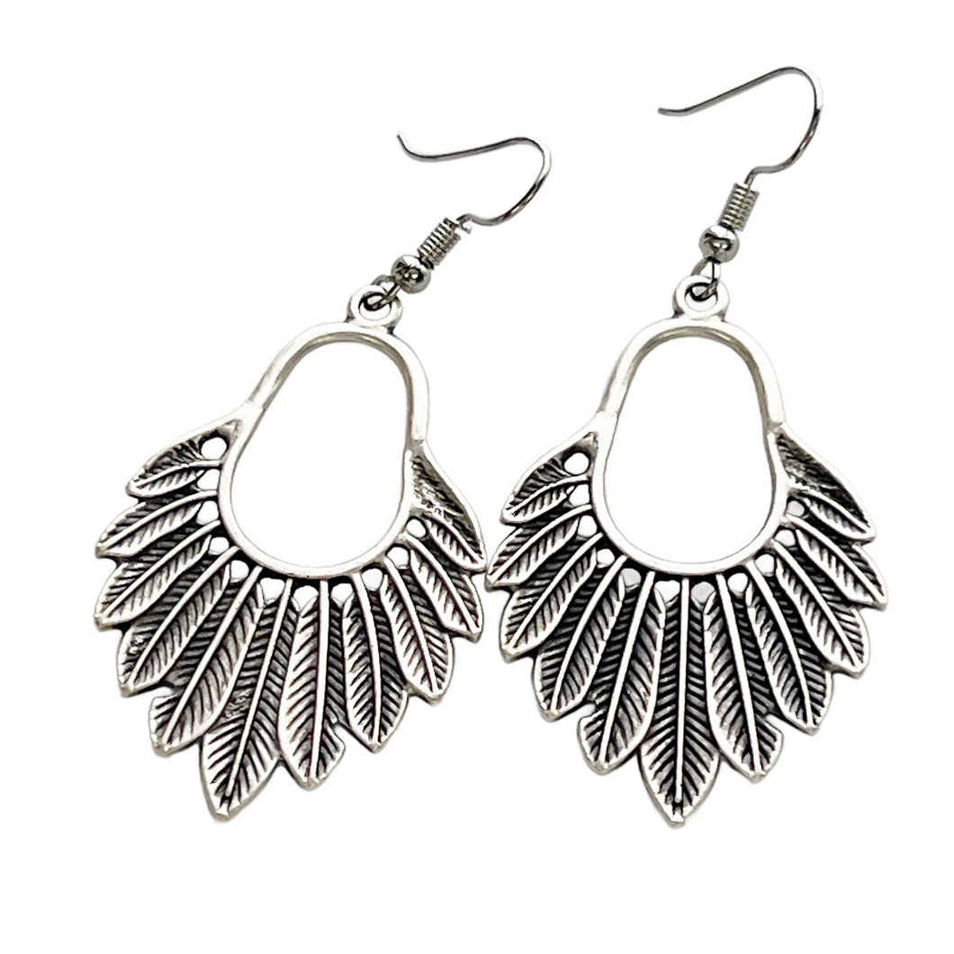 Feather dangle earrings bohemian jewelry