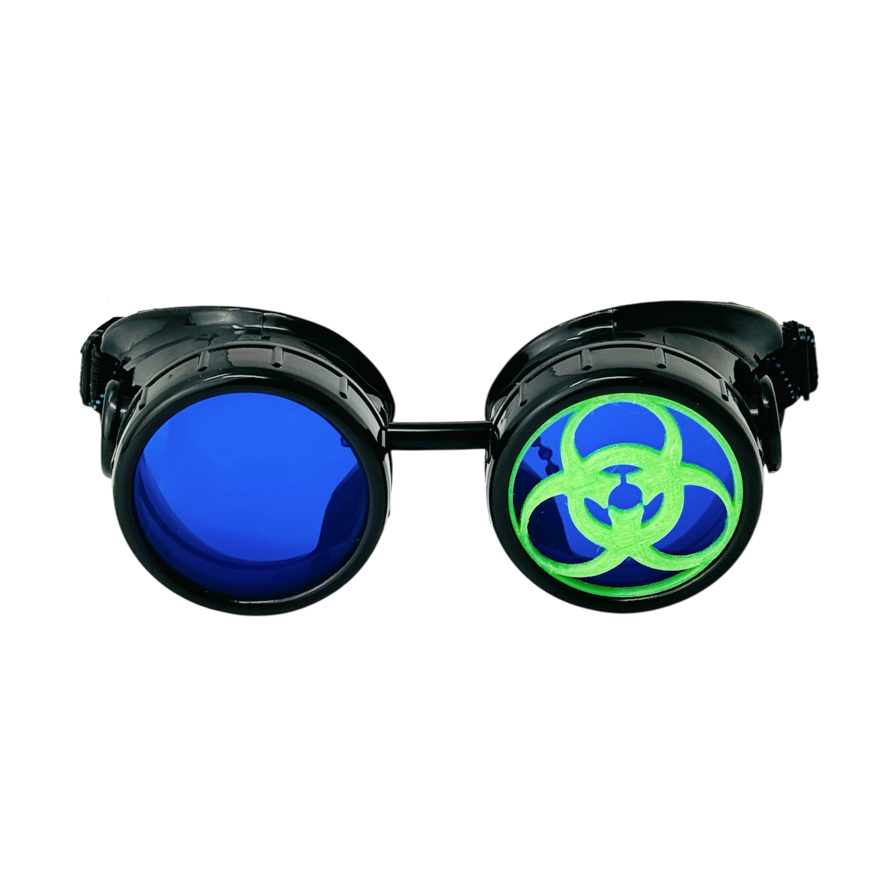 Mad Scientist Goggles – Biohazard - Cosplay Eyewear - blue, purple, red, green lenses