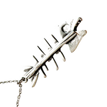 Load image into Gallery viewer, silver fish bone necklace skeleton pendant quirky jewelry