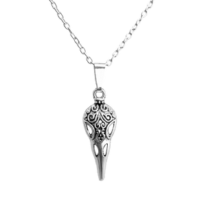 Crow skull necklace silver