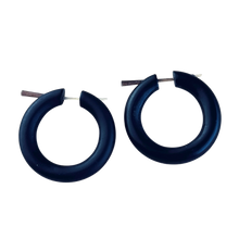 Load image into Gallery viewer, Wooden hoop black earrings for women boho