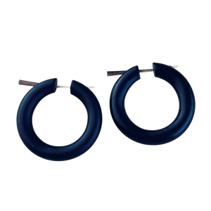 Wooden hoop black earrings for women boho