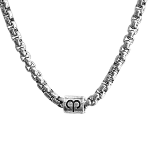 Horoscope stainless steel box chain zodiac necklace for men