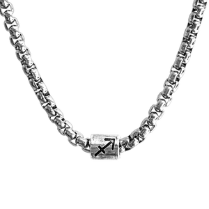 Horoscope stainless steel box chain zodiac necklace for men