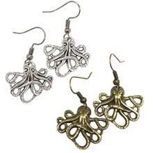 Load image into Gallery viewer, Octopus earrings silver or bronze