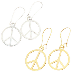 Peace sign earrings gold or silver