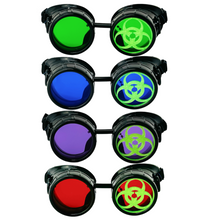 Load image into Gallery viewer, Steampunk Mad Scientist goggles biohazard cosplay glasses