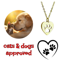 Load image into Gallery viewer, Paw print necklace gold plated dog or cat jewelry