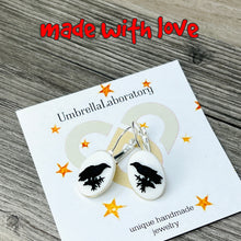 Load image into Gallery viewer, Gothic Lolita raven cameo earrings