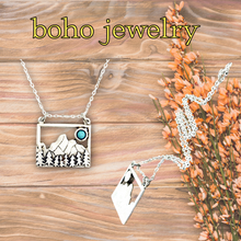 Load image into Gallery viewer, Turquoise Mountain Necklace Bohemian Western Nature Inspired Jewelry