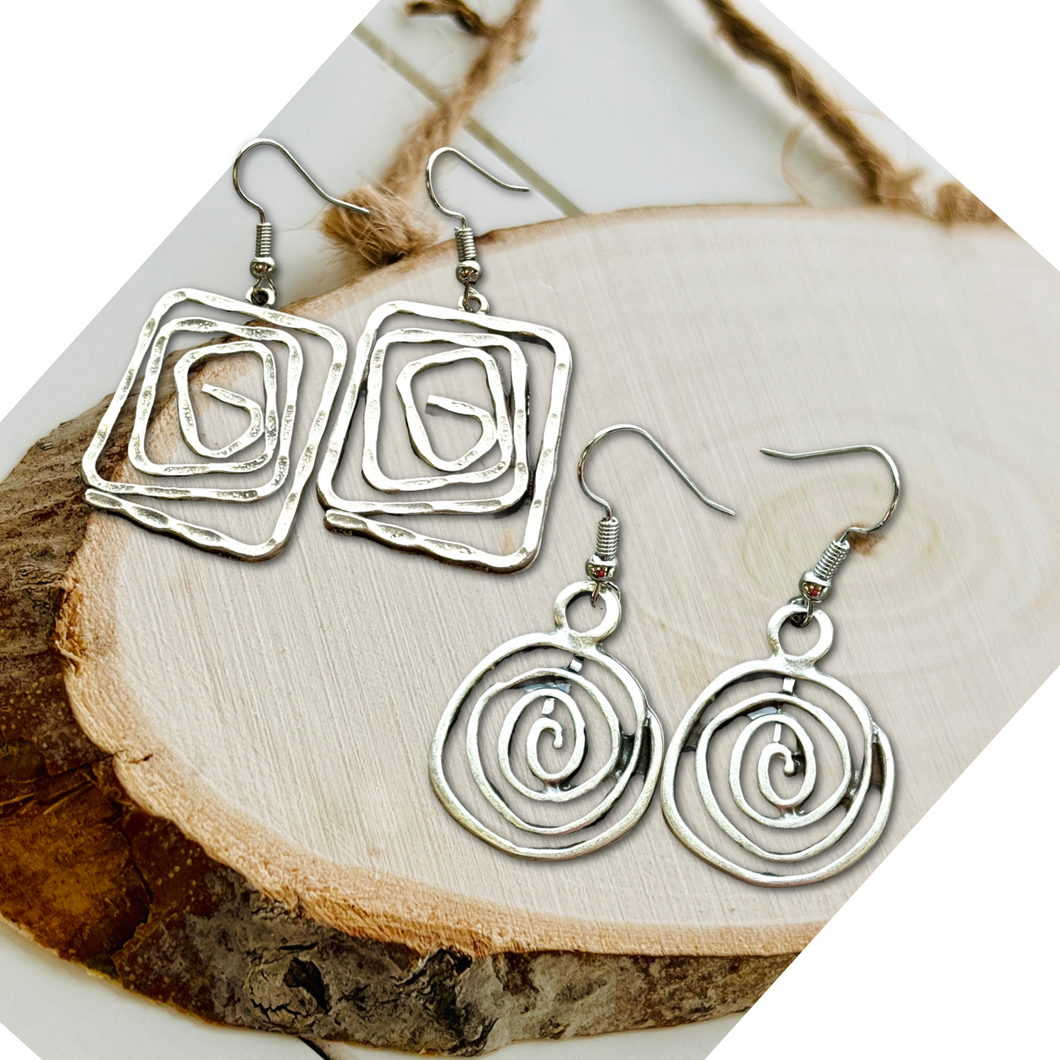 Boho spiral dangle geometric earrings