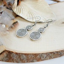 Load image into Gallery viewer, Ethnic spiral dangle earrings