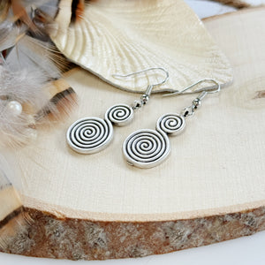 Ethnic spiral dangle earrings