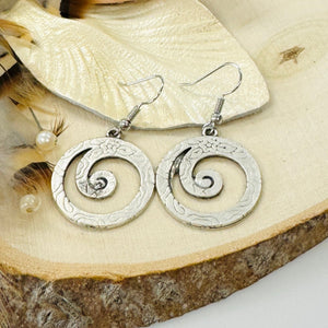 Hippy flower spiral earrings