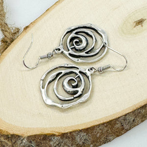 Hippy flower spiral bohemian earrings