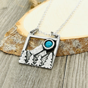 Turquoise nature necklace bohemian mountain jewelry