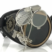 Load image into Gallery viewer, Steampunk Goggles with magnifying loupes black lenses