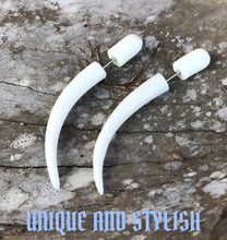 Load image into Gallery viewer, Fake taper white gothic earrings