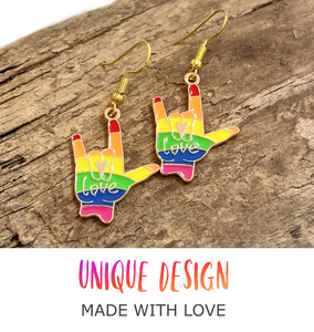 Peace sign rainbow earrings