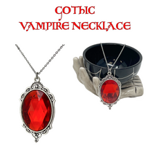 Load image into Gallery viewer, Vampire necklace blood red pendant