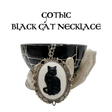 Load image into Gallery viewer, Black cat necklace silver or bronze