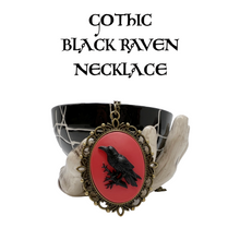 Load image into Gallery viewer, Black crow necklace silver or bronze