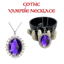Load image into Gallery viewer, Magical royal purple cameo pendant silver necklace