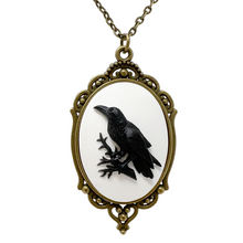 Load image into Gallery viewer, Black Raven necklace silver or bronze