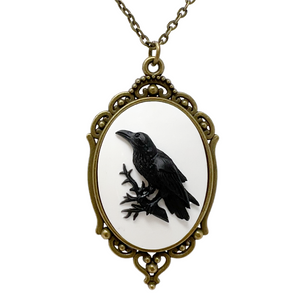 Black Raven necklace silver or bronze