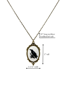 Black Raven necklace silver or bronze