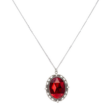 Load image into Gallery viewer, Vampire necklace blood red cameo pendant