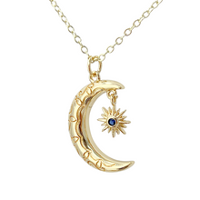 Load image into Gallery viewer, Moon and star necklace