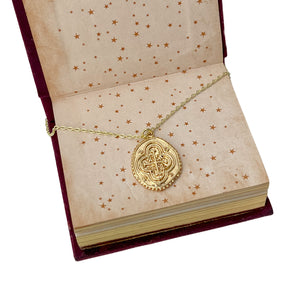 Antique cross wax seal coin necklace